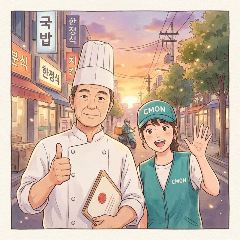 POINT 8 다량배출사업장 신고 대행 — 크리미크몬 음식물처리기 안내 일러스트